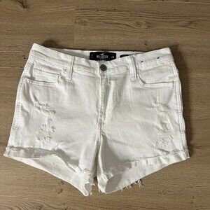 Hollister High-Rise Ripped White Denim Shorts 7